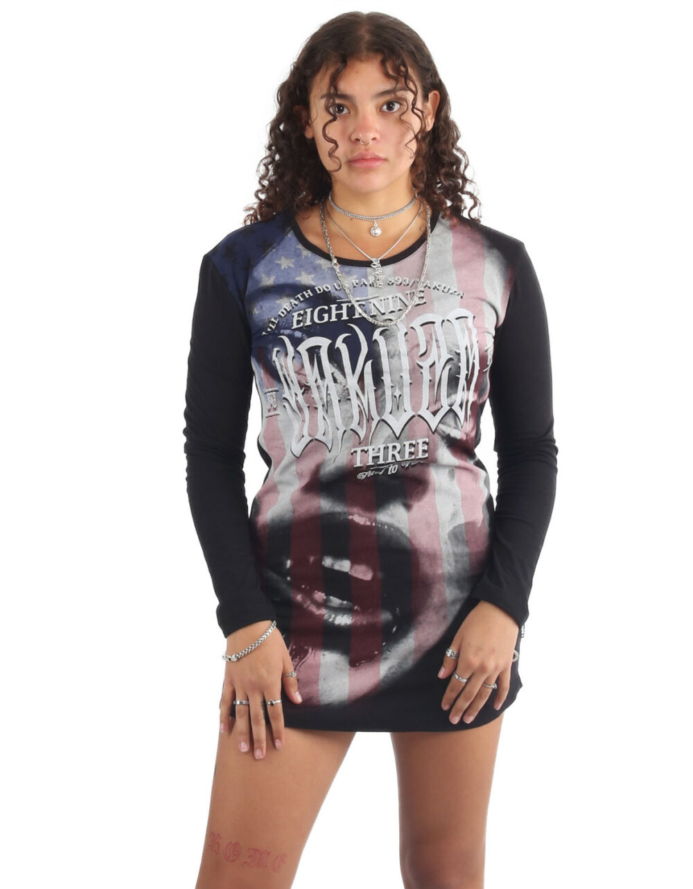 YAKUZA Metal Claim Langarm T-Shirt Kleid