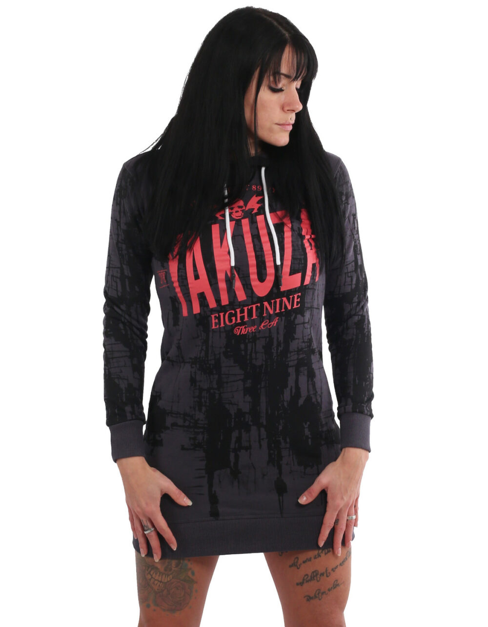 YAKUZA Grunge Allover Hoodie Kleid