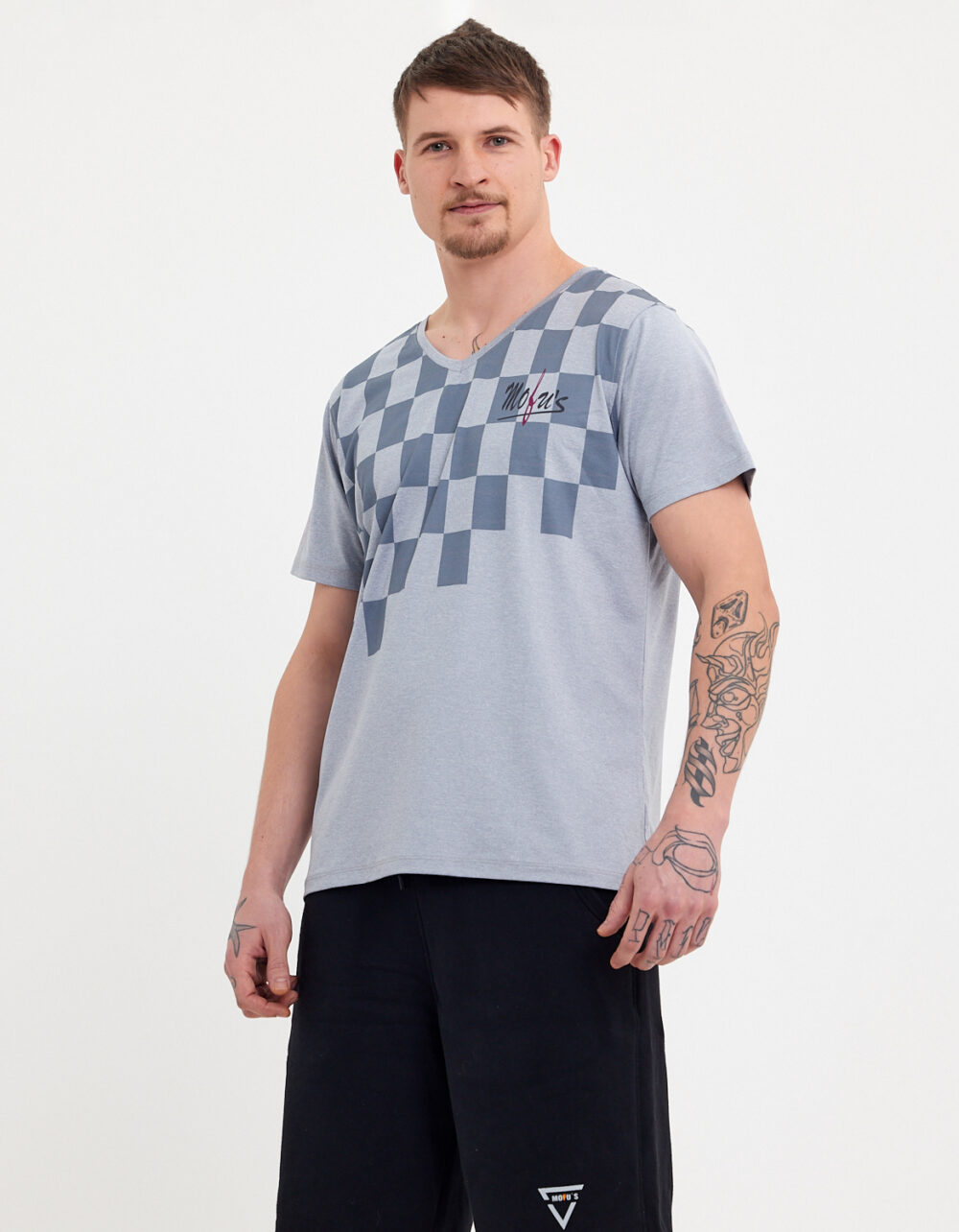MOFU`S Shirt Karo Grau