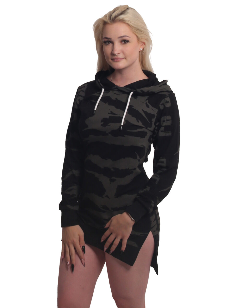 YAKUZA Afraid Allover Long Tail Lite Hoodie Kleid