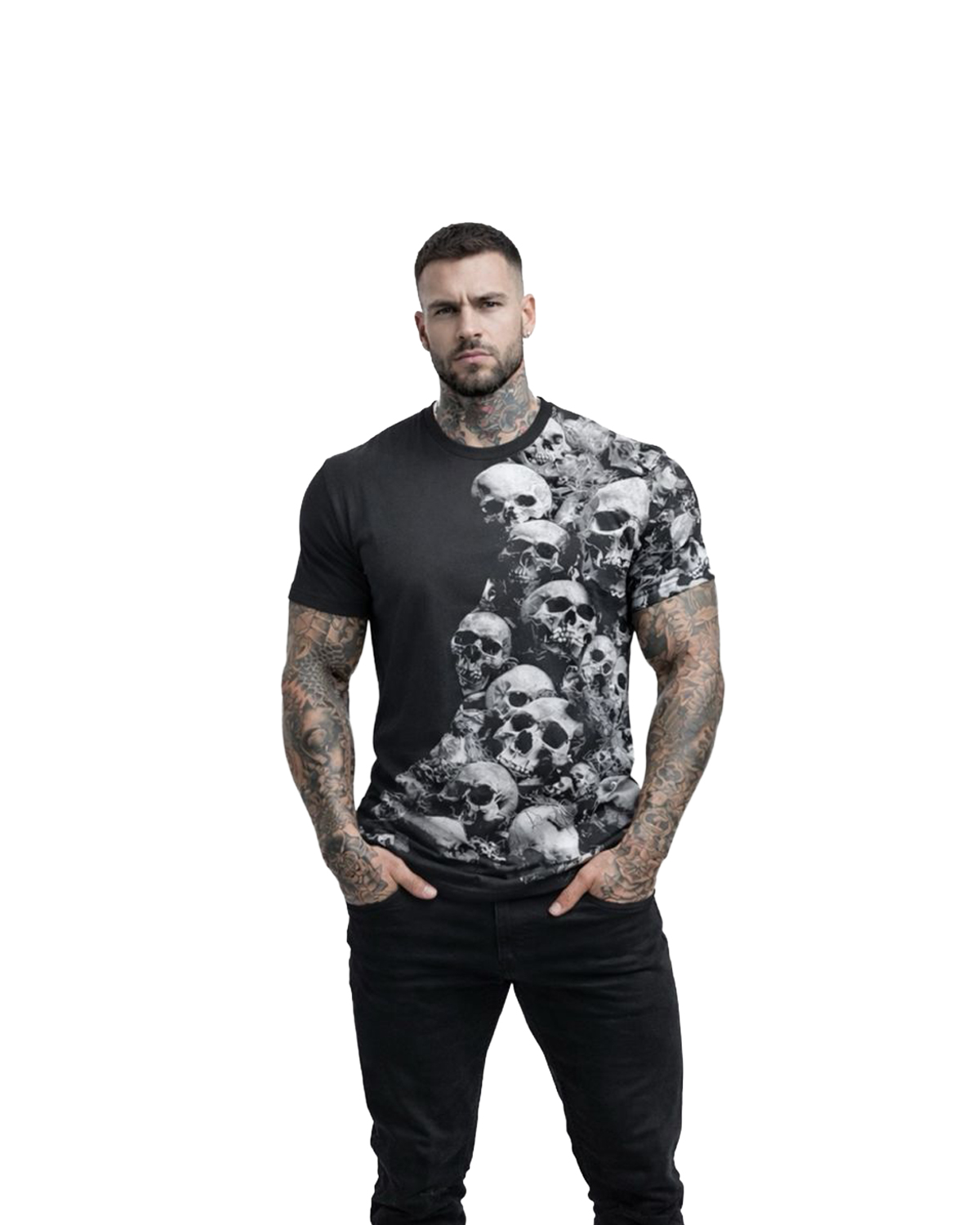 Totenkopf vorne Oberkörper schwarz